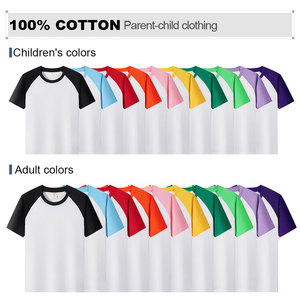 เสื้อยืดแขนสั้นคอตตอน 100% OEM สำหรับทุกเพศ พิมพ์โลโก้ได้ตามต้องการ เสื้อยืดคอกลมสำหรับทำงาน เสื้อยืดแขนแร็กแลนสำหรับพ่อแม่ลูก - Product Image 3