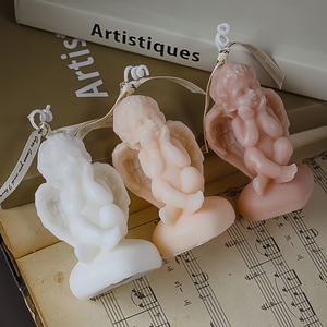 Candele Profumate Trendy a Forma di <span class=keywords><strong>Cuore</strong></span> 3D con Cherubino Seduto, Candele Estetiche e Eleganti per Decorazione Casa e Tavola - Product Image 4