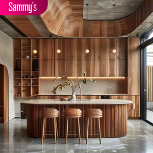 Meuble de cuisine moderne en bois avec finition mélamine, armoire de cuisine, îlots centraux - Product Image 1