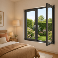Ventana Abatible de Doble Cristal con Vista Panorámica y Luz Natural, Espacio Interior Brillante para Sala de Estar de Villa