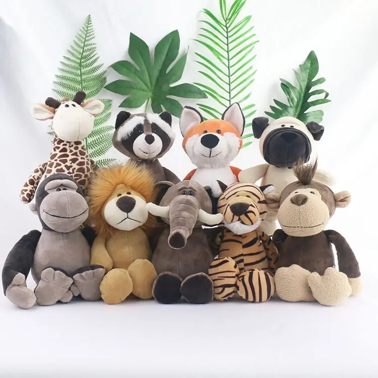 Mini Opgezette Jungle Dieren Speelgoed Schattige Leeuw Giraf Tijger Voor Themafeesten Olifant Pluche