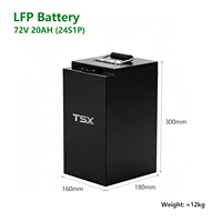 Batterie semi-solide rechargeable TSX Power 72V 20Ah LiFePO4 pour trottinette électrique et vélo électrique, 1200 cycles, -20~50°C