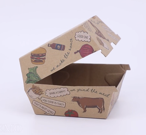 Sóng vỏ sò giấy <span class=keywords><strong>Burger</strong></span> Hộp Tùy chỉnh và thiết kế logo cấp thực phẩm gia đình lớn sanck bữa ăn tối bánh hamburger bao bì hộp - Product Image 2
