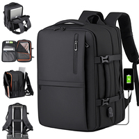 Sac à dos d'affaires extensible grande capacité en tissu Oxford avec fermeture éclair, compartiment humide/sec et port USB