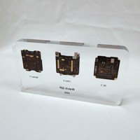Support d'affichage transparent en acrylique personnalisé avec puce électronique intégrée, pour spécimens, souvenirs technologiques et trophées