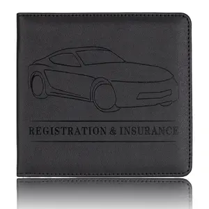 Custom Pu Leather Car Registration Insurance Card Holder Organizer For Automobile Document ID Driver's License