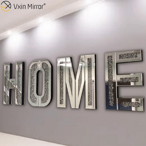 Amore e casa <span class=keywords><strong>dolce</strong></span> e adorabile specchio decorativo decorazioni da parete grande specchio da parete decorativo con diamanti specchio argento lucido 3d - Product Image 6
