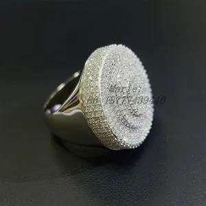 Perhiasan mewah 925 cincin hip hop perak pesona perhiasan mewah cincin moissanite untuk pria cincin kustom moissanite