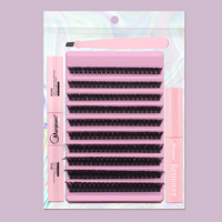 Cils en grappe DIY Neon Coral Surge 117D D Curl 14-19mm, couleurs vives et lumineuses, fluorescentes, tropicales, audacieuses, pour les vacances et les soirées