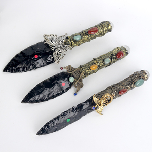 Vente en gros de dague artisanale en cristal noir écologique de 20 cm pour la décoration de la maison - Product Image 3