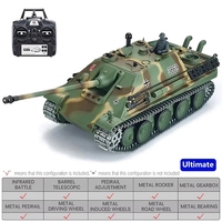 Heng Long 3869-1 Char d'assaut allemand Jagdpanther 1/16 2.4G avec infrarouge, tir de billes, fumée, lumière, son, en métal, modèle de char RC à chenilles