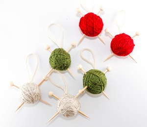 Adorno Navideño Tejido <span class=keywords><strong>de</strong></span> Ganchillo Vintage, Aguja <span class=keywords><strong>de</strong></span> Lana y Bola <span class=keywords><strong>de</strong></span> Hilo, Adorno Navideño para Tejer - Product Image 6