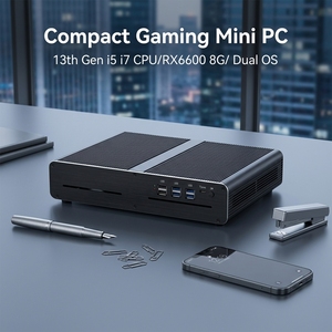 Mini PC de jeu de 12e génération, I7 12700H 13620H AMD RX6600XT 8G, double DDR5, SSD M.2 NVMe, quad 4K, ordinateur de bureau portable pour joueurs - Product Image 1