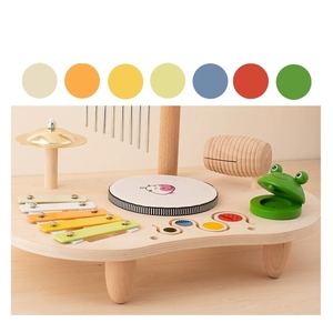 Wholesale Multi-function Wooden Music Table 8 in 1 Orff Wind Chime Percussion Instrument Set Xylophone <b>Drum</b> Guiro Bell - Product Image 2