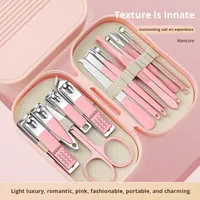 Ensemble de coupe-ongles professionnel en acier inoxydable 8/14 pièces |   Outils de manucure et de pédicure portables avec boîte de rangement