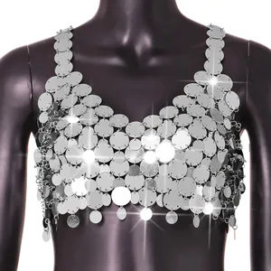 Art Chest Chain Body Accessories Bikini Chain Back Pendant Tassel Body Chain Nipple Piercing Bra Stonefans