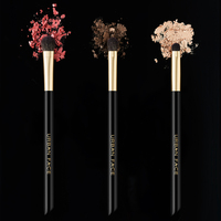 Lot de 4 pinceaux professionnels en laine à virole dorée avec manche noir Kit de pinceaux de maquillage de précision Logo personnalisé Maquillage de haute précision