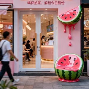 Panneau personnalisé pour salon de thé, thème fruits, sculpture en fibre de verre pour extérieur, idéal pour les photos de célébrités d'<span class=keywords><strong>Internet</strong></span>, avec siège intégré - Product Image 5
