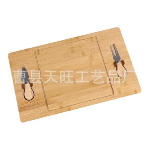 Juego de tablas de queso de bambú Tianwang, 40x25x1,5 cm, de doble cara, para uso doméstico, con cuchillo y tenedor para queso y pan - Product Image 5