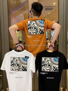 Ingrosso da uomo estate nuova t-shirt ricamata a maniche corte in cotone mercerizzato moda giovanile tutto fiammifero tessuto a maglia oversize - Product Image 4