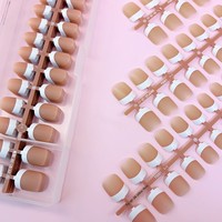 Faux ongles préformés prêts à poser, assortis par taille, rose blush, lot de 30 pièces, faits à la main, avec couche de finition, courts