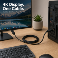 Cable DP a HDMI 4K 30Hz, Adaptador DisplayPort a HDMI con Chip Integrado, Conversor de Video para Laptop, PC, Monitor, Proyector