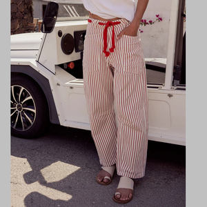 Pantalones vaqueros de mujer Channel Chic a rayas, estilo casual, con cordón, de pierna ancha, tipo herradura, hasta el tobillo, con bolsillos - Product Image 2