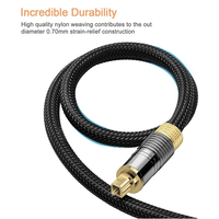 Câble audio numérique optique Toslink vers Toslink en fibre optique, avec connecteurs métalliques plaqués or, vente chaude