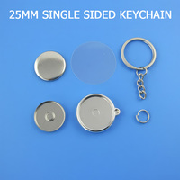 Kit de porte-clés à bouton simple face de 32 mm, 50 ensembles/paquet, porte-clés en métal vierge, accessoires de fabrication de badges DIY pour photos personnalisées