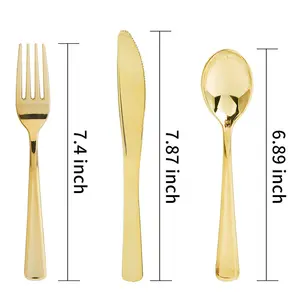 Bán Buôn Số Lượng Lớn Dùng Một Lần Flatware Bạc Vàng Thìa Nhựa Dĩa Và Dao Kéo Set Combo Cho Đám Cưới Sự Kiện Quà Tặng