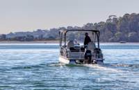 Yacht ponton de luxe de 29 pieds en aluminium soudé avec console centrale, moteur hors-bord de 150 CV, pour la croisière, le tourisme, la pêche sportive et les loisirs