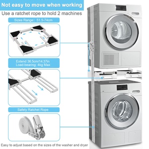 Kit de Apilamiento para Lavadora y Secadora de 24 a 27 Pulgadas, Apto para Lavadoras y Secadoras de Tamaño Universal, con Dos Estantes Extraíbles para Colgar Toallas y Ropa - Product Image 4
