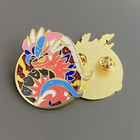 Vente en gros à bas prix d'épinglette professionnelle personnalisée plaquée or aigle paillettes dragon rond émail dur doux insigne d'épinglette