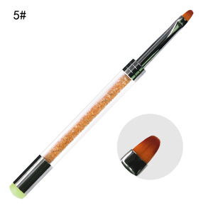 Pinceau à ongles en nylon avec manche en acrylique, plat et rond, pour la peinture au gel, outil de manucure, décoration de salon, pinceau pour nail art - Product Image 6