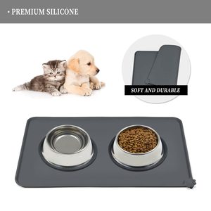 Tapis d'alimentation pour chien en silicone rectangulaire multi-usages personnalisé, tapis antidérapant pour gamelle avec motif uni, tapis d'alimentation imperméable - Product Image 3