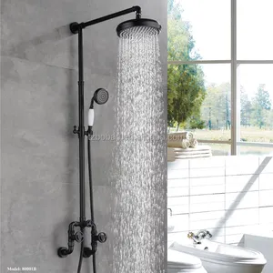 Estilo industrial Bathroom Shower Mixer Tap Double Handle Brass Shower Faucet Set