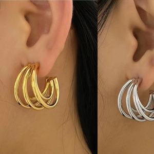 <b>Fashion</b> Luxury Jewelry 18K Gold Plated Accessories Stainless Steel <b>Hoop</b> <b>Earrings</b> Women - Product Image 4