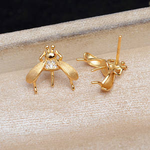 ชุดเครื่องประดับเงินแท้ S925 สไตล์ผึ้ง DIY ต่างหูและแหวน 7-8 มม. อุปกรณ์เสริม ผิวด้าน ตัวเรือนเปล่า 5816 - Product Image 4