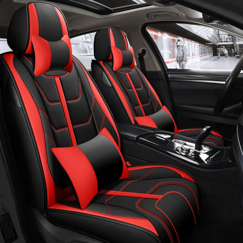 Elife 5 Seats Universal Fit Set Pvc Leather Car Seat Covers Sports Cushion Cover Full Set Seat Cover