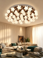 Lustre suspendu en forme de fleur en acier inoxydable couleur or champagne avec LED, hauteur réglable et télécommande pour salles à manger et halls