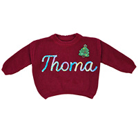 Personnalisé fait à la main Broderie Nom Couleur Dot Enfants Pull Pur Coton Bébé Broderie Cadeau D'anniversaire De Noël