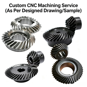 Engrenages hélicoïdaux coniques en acier inoxydable sur mesure, usinés CNC de haute précision, à petite spirale métallique - Product Image 1