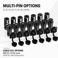Connecteur rond fil à fil en ligne LP20, type à souder, 2, 3, 4, 5, 7, 9, 12, 14 broches, mâle/femelle, prise de signal/alimentation, étanche IP68