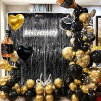 Kit d'arche de guirlande de ballons noirs et dorés en gros pour fête d'anniversaire, ballons pour toile de fond de fête DIY