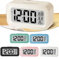 Reloj Despertador Digital LED Multifunción Moderno, Decoración de Escritorio Cuadrada de Plástico, Calendario Electrónico de Escritorio para Dormitorio, Pantalla de Hora