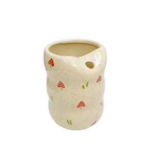 Taza de Agua de Cerámica de 400 ml con Pajita, Diseño de Hongos Rojos y Hojas de Arce Amarillas, Apta para Microondas, para Oficina y Desayuno - Product Image 5