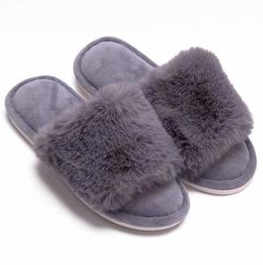 De piel de mujer suave Furry zapatillas invierno cálido casa diapositivas de dormitorio interior de los zapatos de piso - Product Image 1