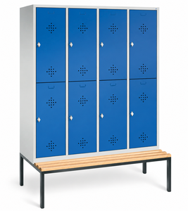 4 Door Steel Locker <strong>Mudroom</strong> Wardrobe <strong>Closet</strong> Coat Storage Cabinet China Industrial Metal Changing Room Locker with Seating Bench - Product Image 6