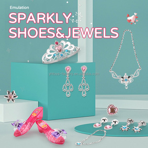 3 paires de chaussures de princesse en plastique à porter, couronnes, talons hauts, bijoux simulés et bagues pour filles, ensemble de jeu pour la maison, pour les 4-14 ans - Product Image 2