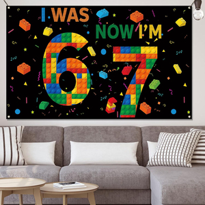 Bannière de décoration d'anniversaire 67 ans, toile de fond photo sur le thème des glaces, pour filles et femmes, pour fêtes à thème 6/7, très vendue - Product Image 1